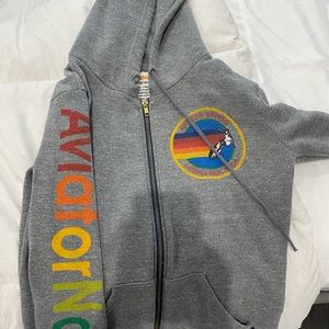 Rainbow aviator nation zip up x-small